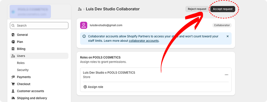 Approve collaborator request on desktop