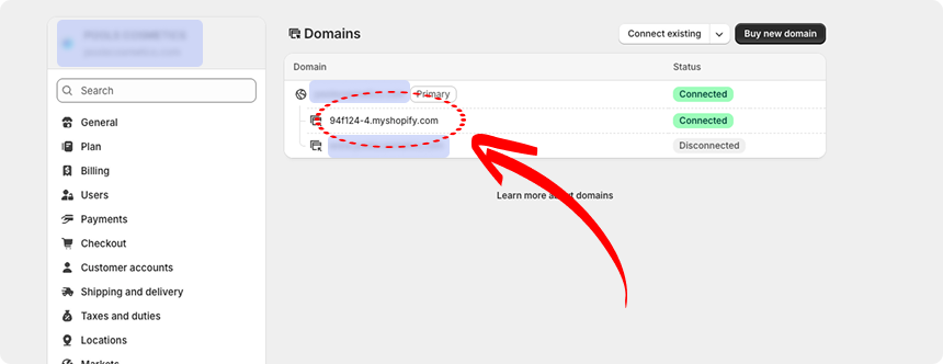 Shopify myShopify domain example